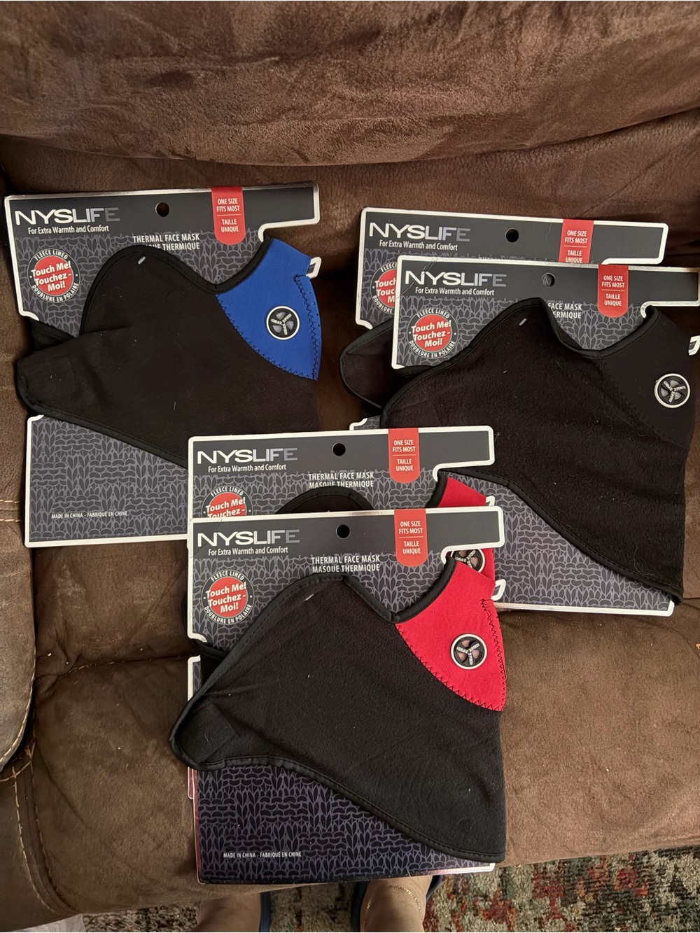 NYSLIFE NIP Balaclava Black Face Masks with Blue / Red / or Black Panels
